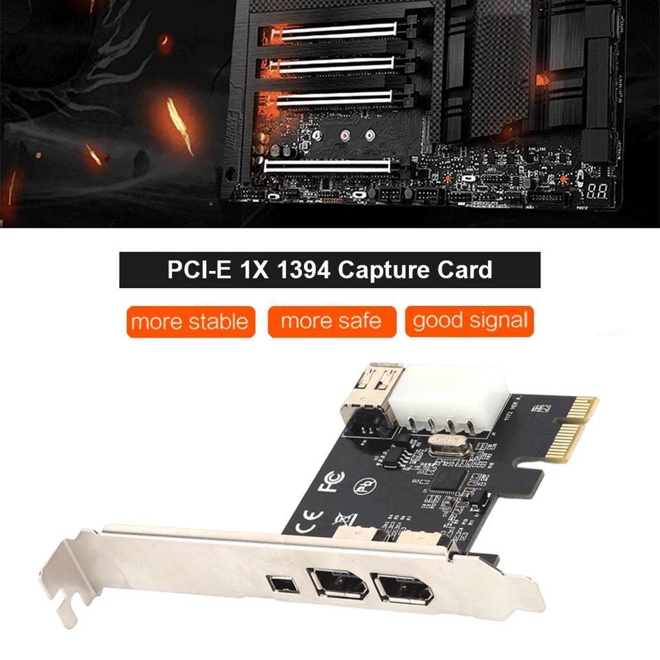 PCI-E 1X 1394 DV Video Capture Adapter 6 PIN až 4 PIN 3 Port Firewire Converter