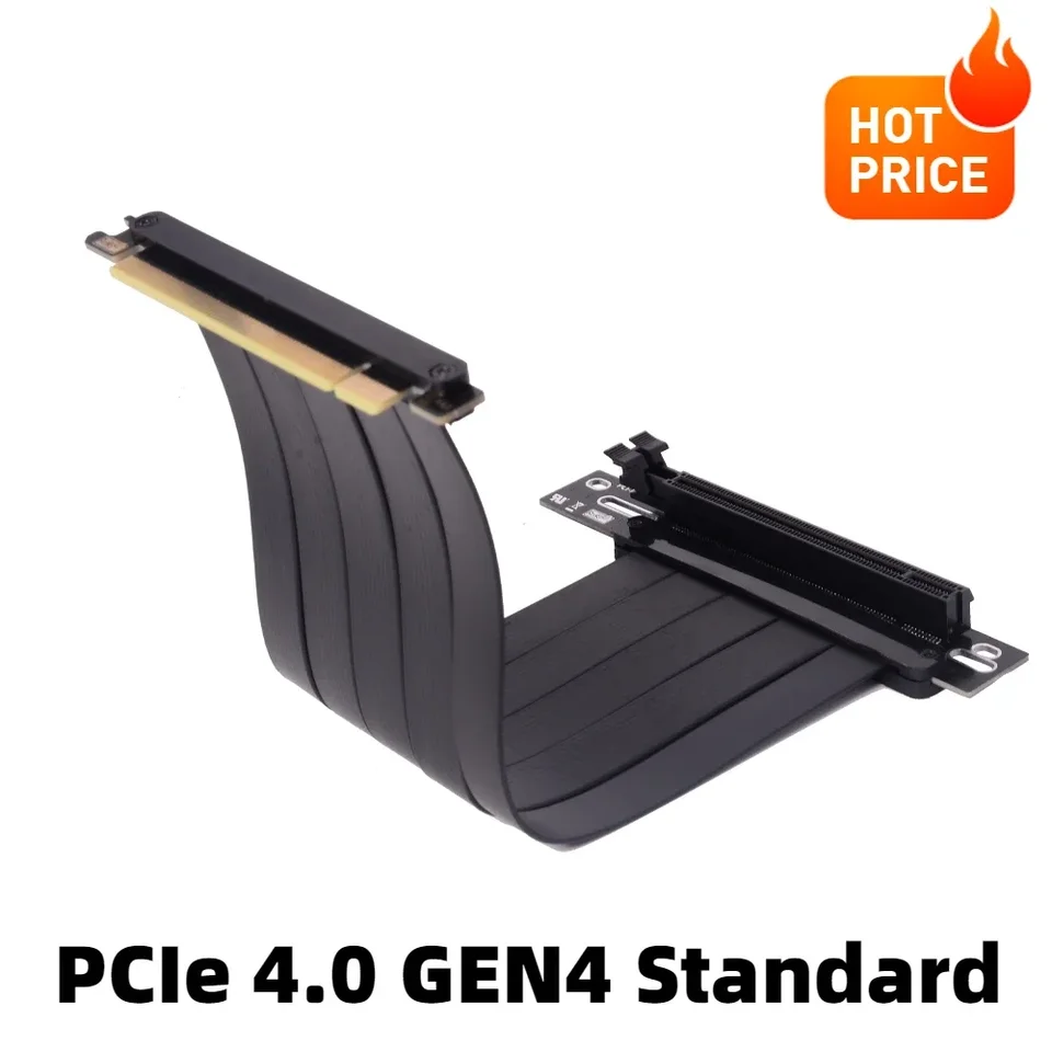 PCI Express 4.0 16x predĺžený kábel Dvojitý 90 stupňov GPU Vzpriamene PCIE 4.0 x16 až X16 Riser Extender pre grafiku vertikálne