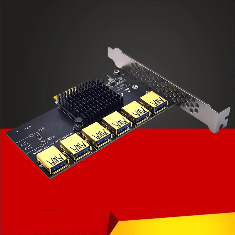 PCI Express Multiplikátor PCIe 1 až 6 USB3.0 Zostava pre PCI Express X16 Riser Graphic Card ETH bitcoin Miner Mining Pridať na kartu