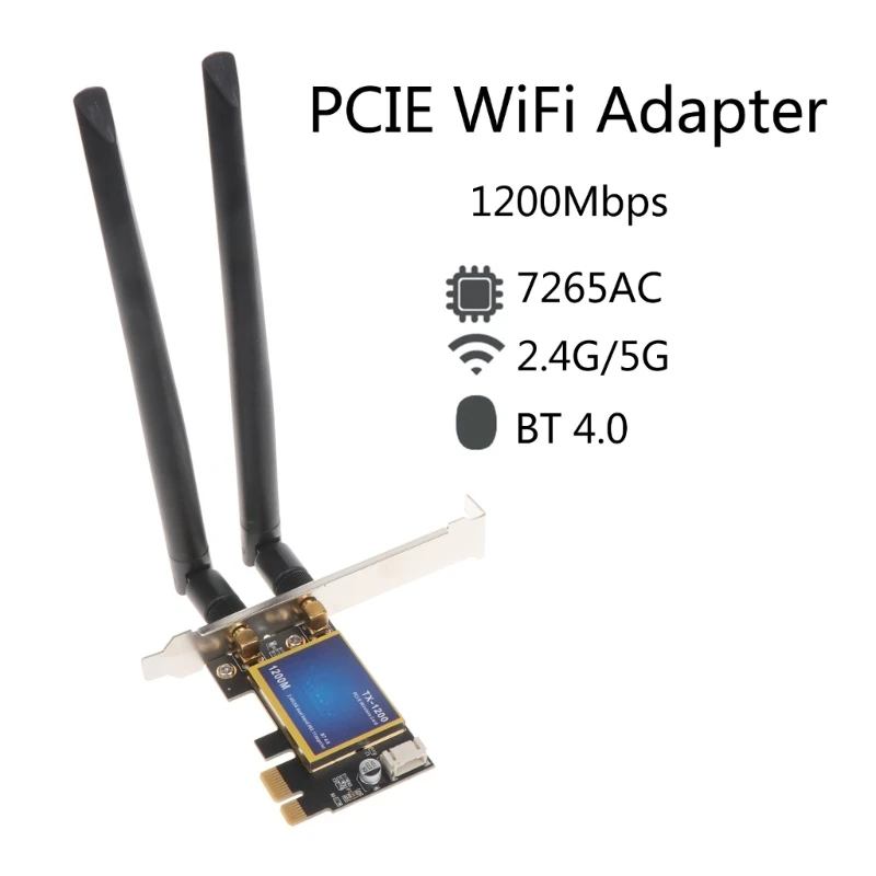 PCI Express WiFi karta 7265NGW Card PCIe 7265AC 2.4G/5G 867M Wireless WiFi Adapter Support Windows 7/8/10 Linux