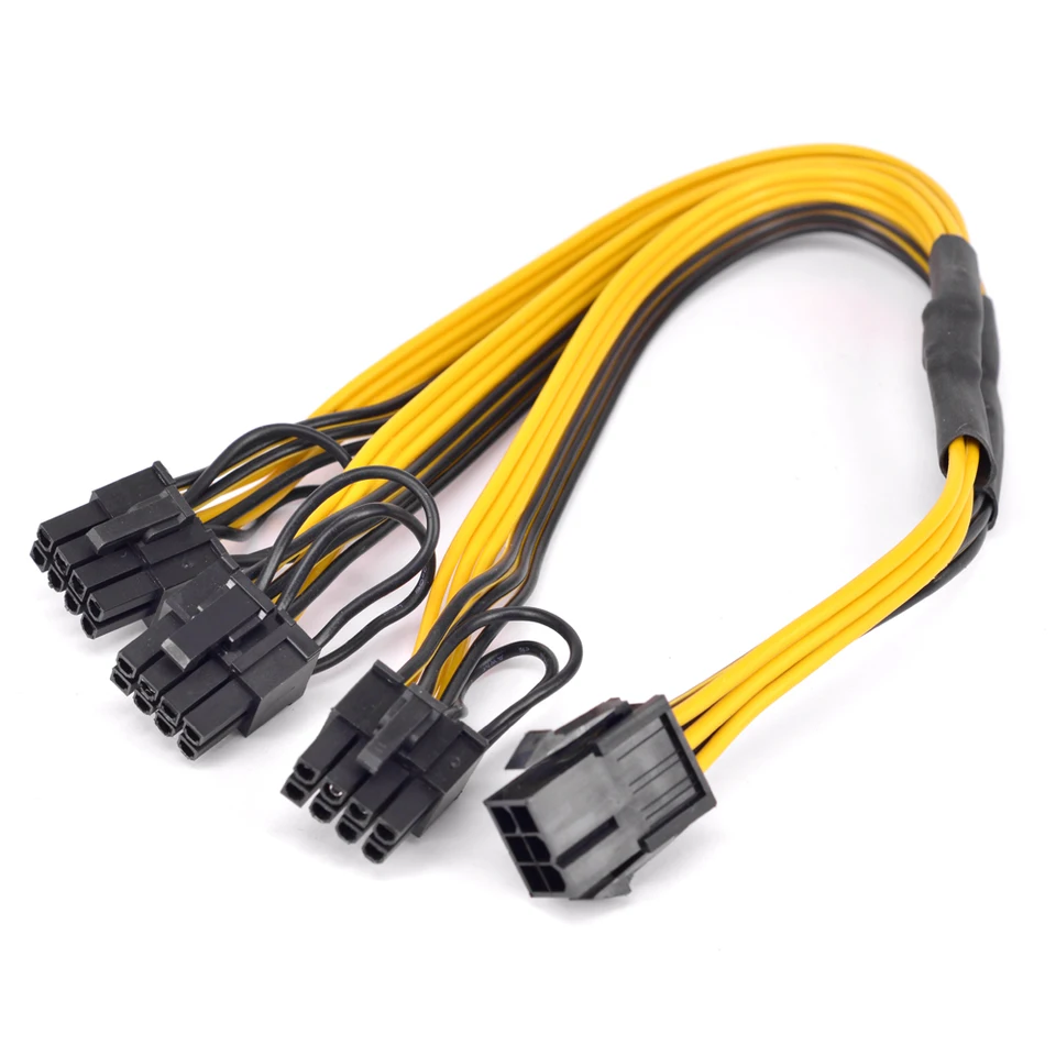 PCIe GPU 6pin 1 až 3 port 6+2pin žien až samec predlžovacieho kábla PCI Express Grafická karta 6pin až 8pin napájací kábel pre BTC