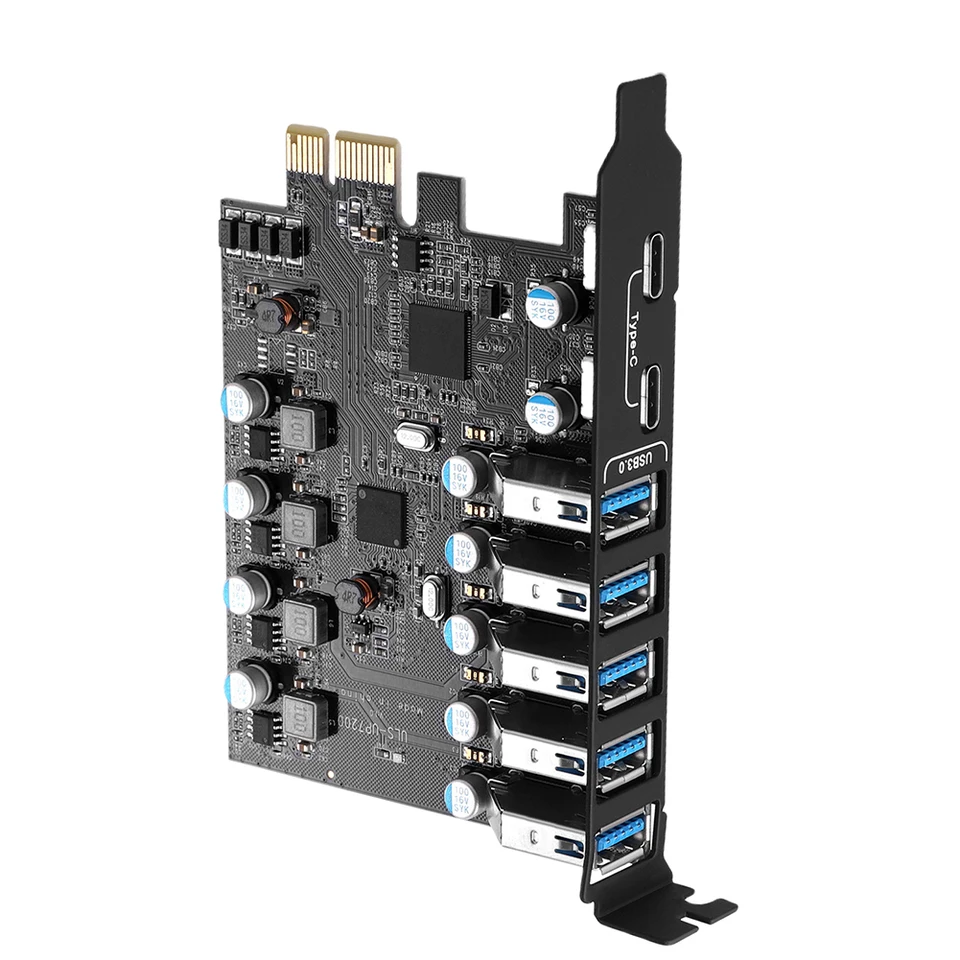 PCIe USB 3.0 Pridajte na kartu 5 USB3.0 TPYE -A a 2 TPYE -C Desktop Host Card Support Windows XP/Vista/Server/7/8/10 5 Gbps