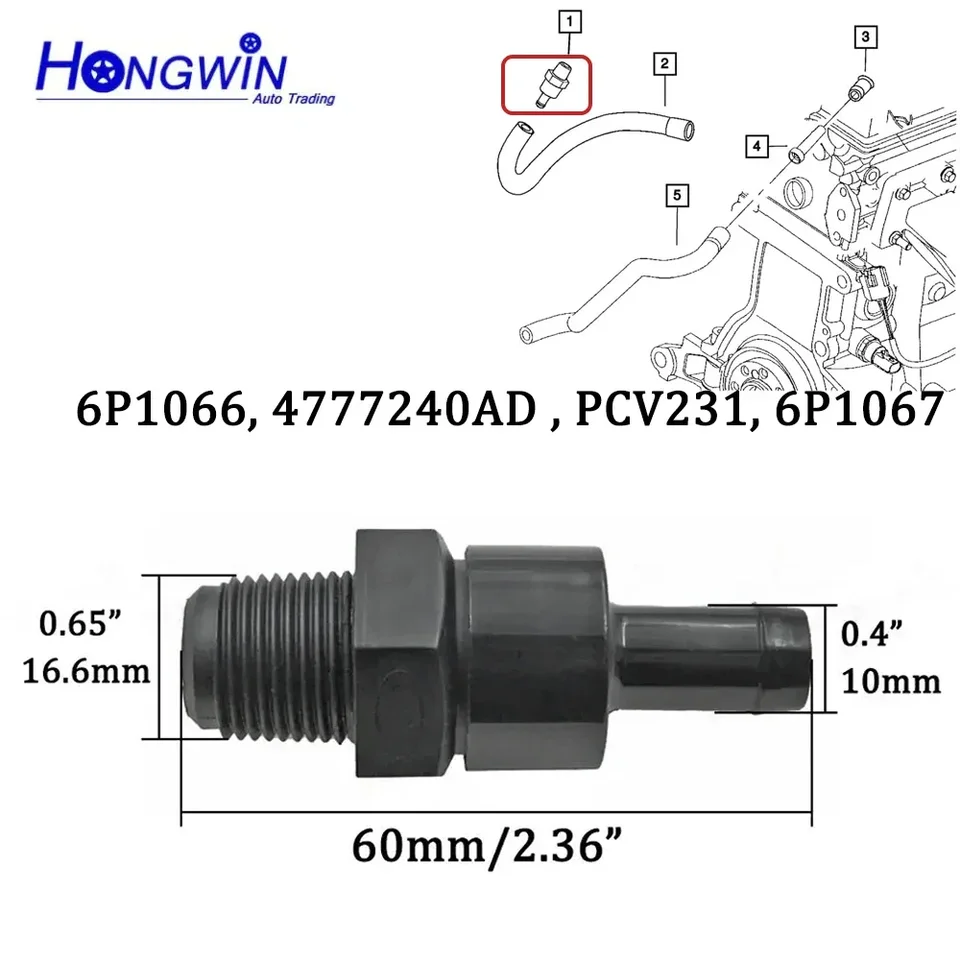 PCV Valve Motor Odvzdušňovacia hadica hadica pre Dodge Neon Stratus Chrysler Pt Cruiser Jeep Wrangler TJ 2.4 4777240AD 04777240AD