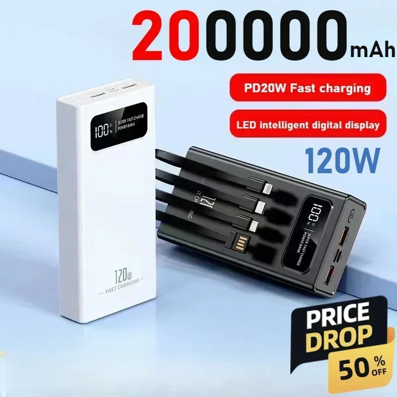 PD 120W rýchle nabíjanie 20000 mAh Power Bank Prenosná nabíjačka batérií podporuje obojsmerné rýchle nabíjanie pre mobilný telefón