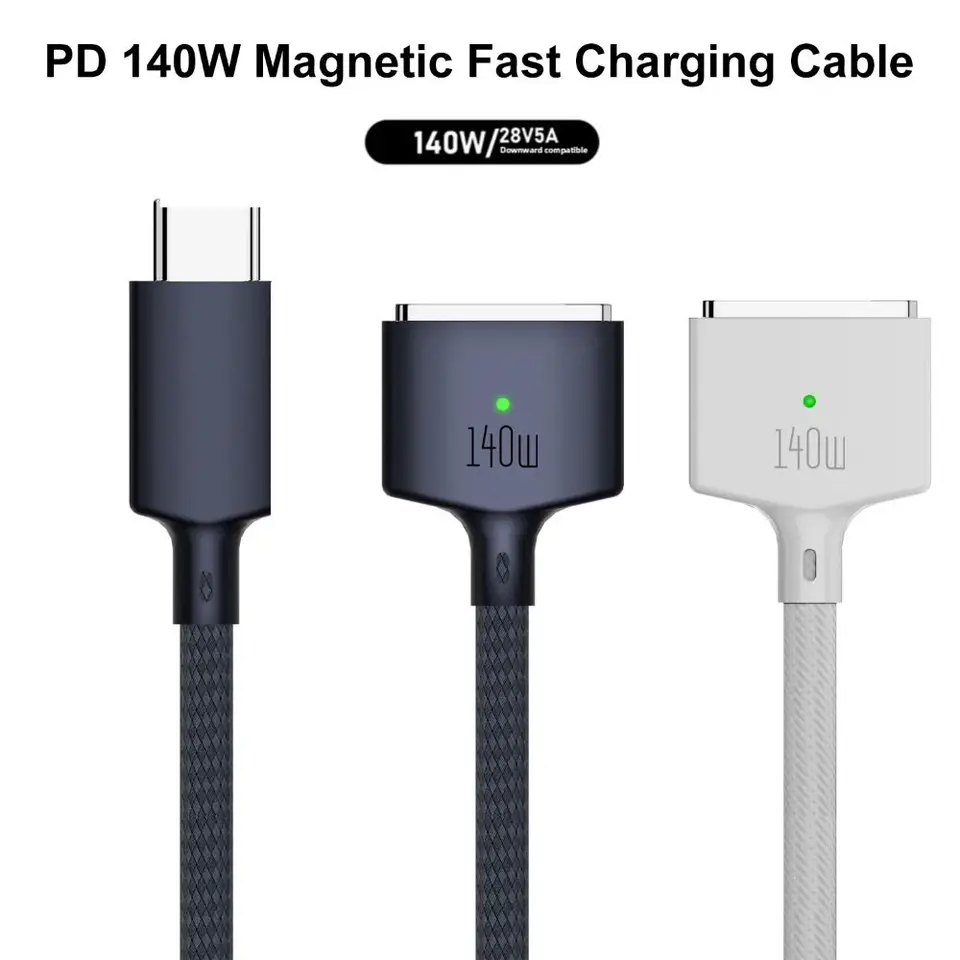 PD 140W Rýchle nabíjacie kábel Magnetické LED svetlo LED LED USB TYP-C na MAGSAFE 3 ZACK ZINN pre MacBook Air/Pro A2442 A2485 A2681