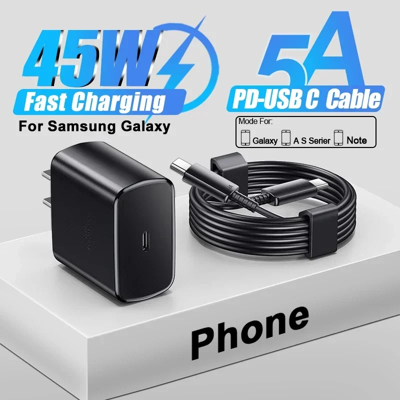 PD 45W Super rýchla nabíjačka pre Samsung Galaxy S24 Ultra S23 S22 S21 S20 POZNÁMKA 10 20 PLUS A54 A53 5G USB TYPE C Rýchle nabíjanie káblových káblov