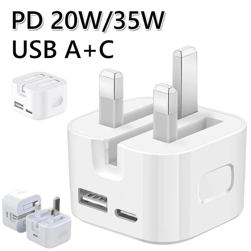 PD A+C 20W 35W Rýchle nabíjanie Duálne porty UK GB AC Travel USB C QC3.0 Rýchla nabíjačka pre iPhone 13 14 15 Samsung HTC LG Xiaomi