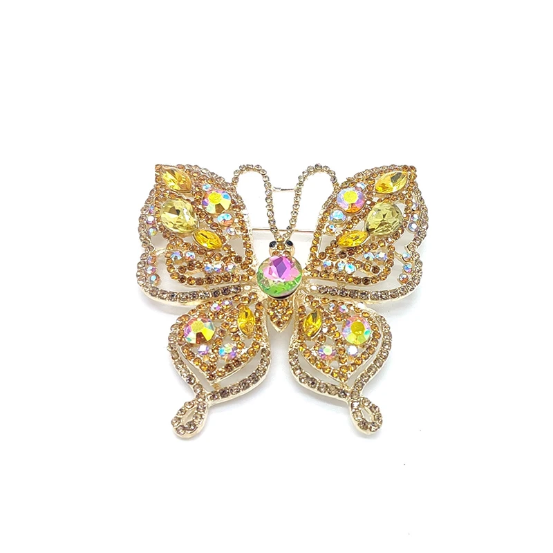 Pd brošňa dutá vynikajúca vynikajúca plná sklenená zirkón Butterfly Animal Brošing