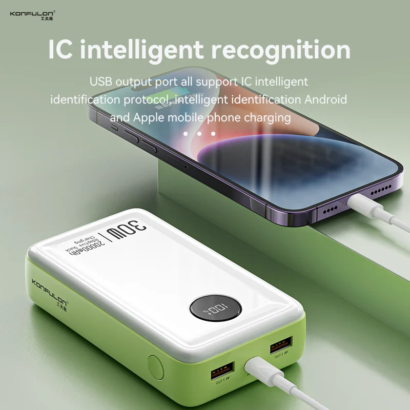 PD30W Super Fast Bark Power Bank, 20000 mAh veľká kapacita, dodáva sa s napájacím displejom, náhradná externá batéria