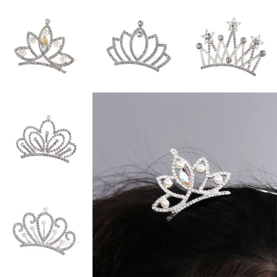 Pearl Crystal Crown Hair Comping Flowerfly Children Kúyska čelenka vlasy Styling Príslušenstvo Duté kamienky