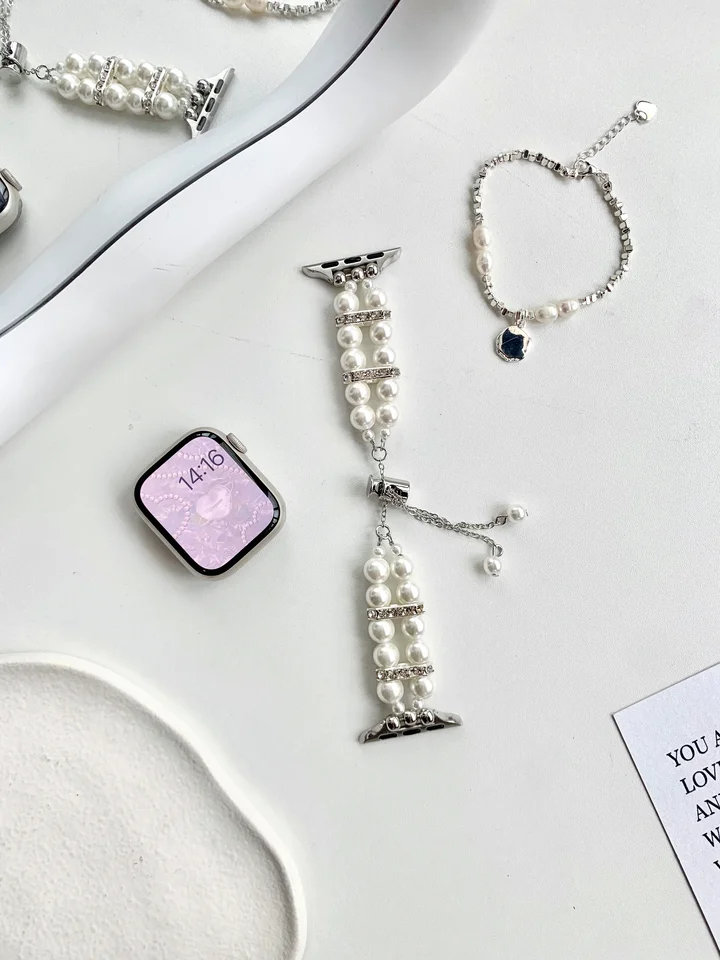 Pearl Diamond WatchBand pre Apple Watch 8 7 6 SE 5 4 3 Ultra Dámsky náramok pre šperky pre IWATTH 41/45 mm 38 40 44 mm 49 mm Correa