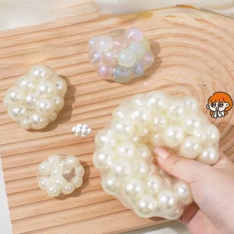Pearl squishy hračky s hračkou fidget stlačte okrúhle korálky pomaly rebound antistress mochi lopta zmierňuje stres, aby zvuková dekompresia