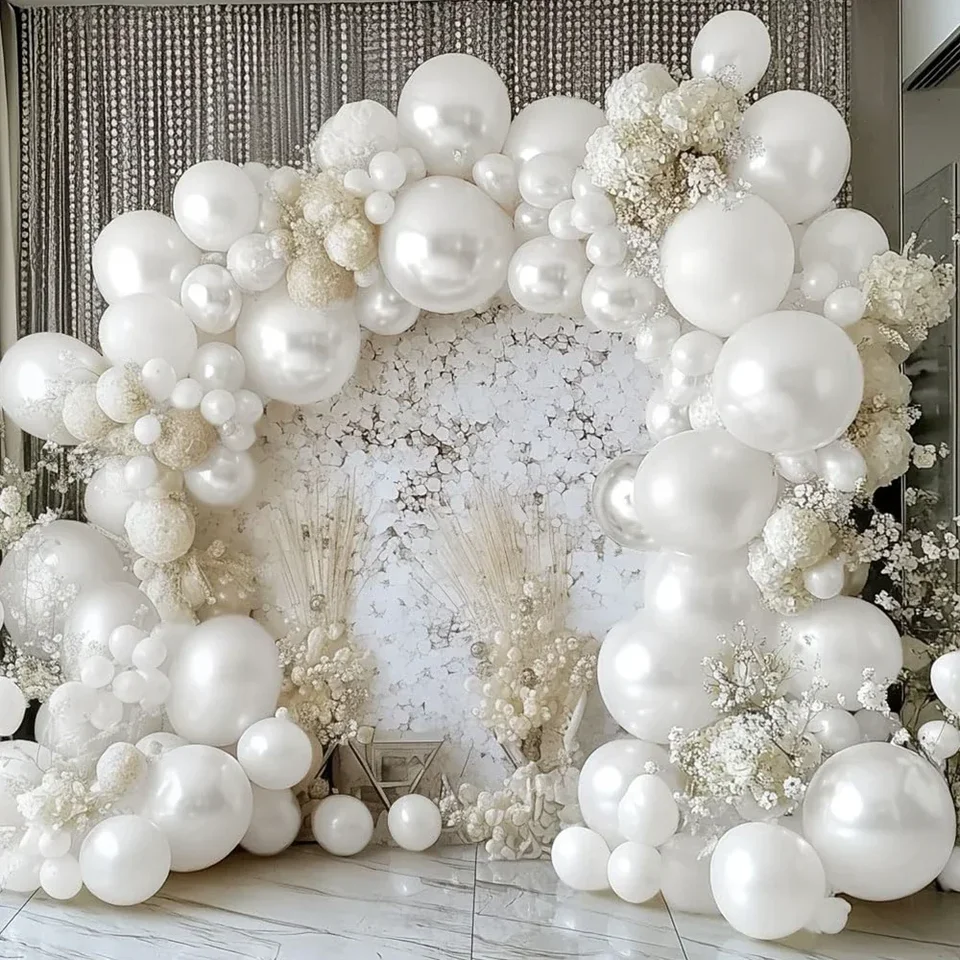 Pearl White, Balloon Arch Kit, Svadba, narodeninová oslava, výročie, svadobná darčeková párty, Vianoce, odchod do dôchodku, návrh, dekorácia
