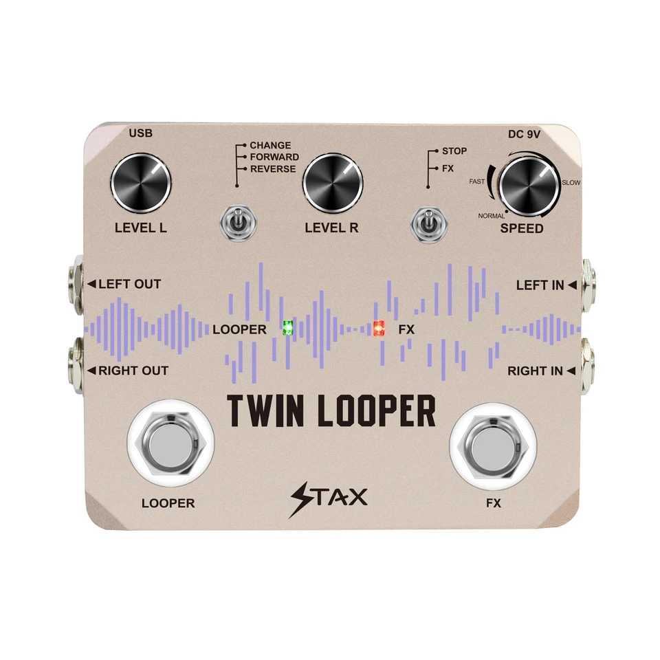 Pedál Stax Looper, stereofónna gitarová slučka pedálov, Guitar Effect Loop Station Multifunkcia 11 typov hry s 10 minútami