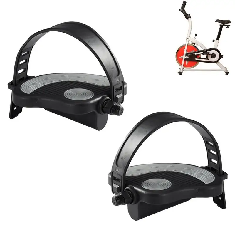 Pedále na bicykli 9/16 Universal Bike Pedál s popruhmi univerzálny stacionárny ležiaci bicykel pedálov 9/16 a 1/2 pre telocvičňu
