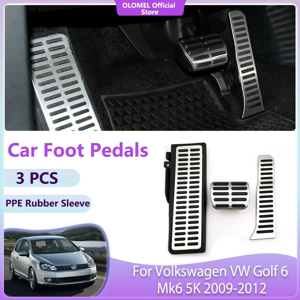 Pedále pre nohy pre Volkswagen VW Golf 6 MK6 5K 2009 2010 2011 2012 Nerezová palivová brzdová brzda Non-Slip No Vŕtacie zliatinové kryty