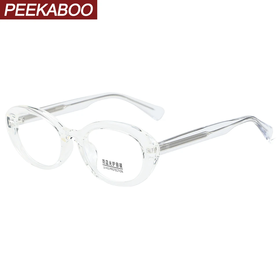 Peekaboo TR90 OVAL OÁLNE OVLÁDNY OVLÁDAVKA ANTI BLUE LIGHT UNISEX CLEAR LEN Módne okuliare Ženy Žena Acetát Kórejský štýl Mužské darčeky
