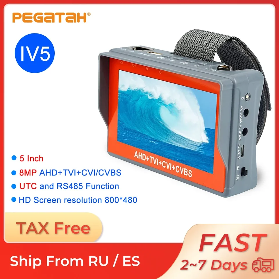 Pegatah 5 palcov AHD CCTV Camera tester 8MP AHD TVI CVI Video sledovací monitor PTZ UTP Prenosný monitor pre bezpečnostnú kameru