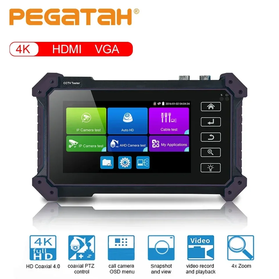 PEGATAH IP CCCTV Tester Camera 8MP/AHD/CVI/TV/SDI CCTV Tester 5 palcov 4K HDMI VGA VPAT Security PoE IPC CAMERAS CAMERAS CFTV Tester