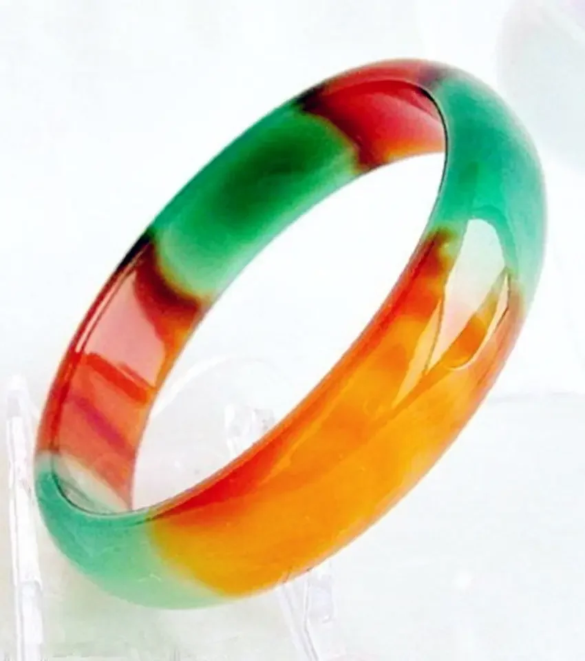 Pekná originálna ázijská červená/zelená prírodné agates Jades Bangle Bracelet Vnútorná veľkosť približne 58 mm