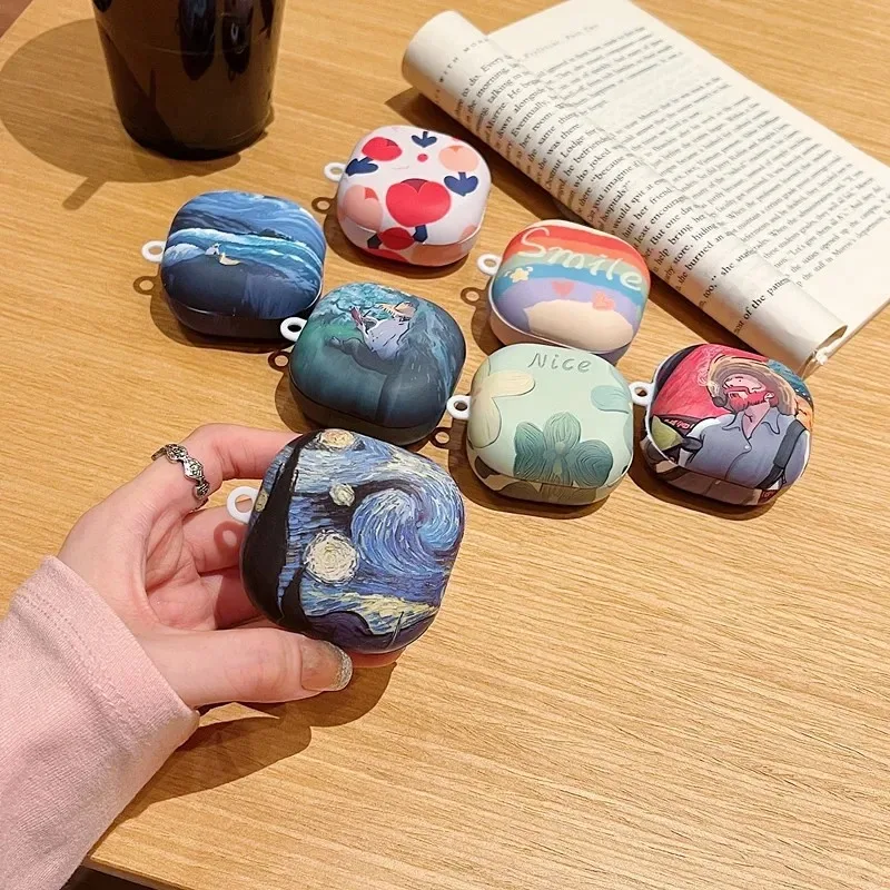 Pekný Van Gogh Pattern Crystal Stumpers Matte Tvrdý slúchadlá pre slúchadlá pre Samsung Galaxy Buds Fe/Buds2 Pro/Buds2/Buds Live/Buds Pro