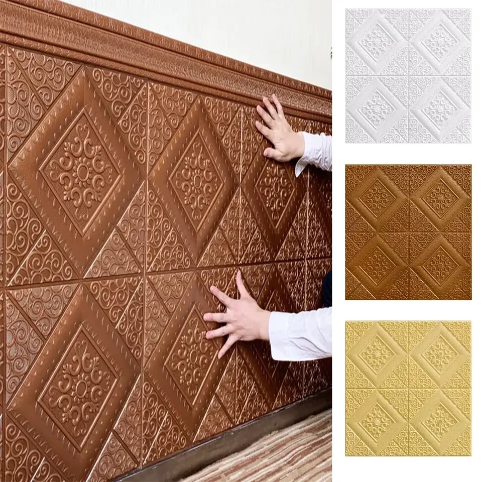Pena 3D dekoratívne strešné nálepky Self-pasívne stropné panely Spálňa Dekorácie vodotesná tapeta pre obývaciu izbu kúpeľňa