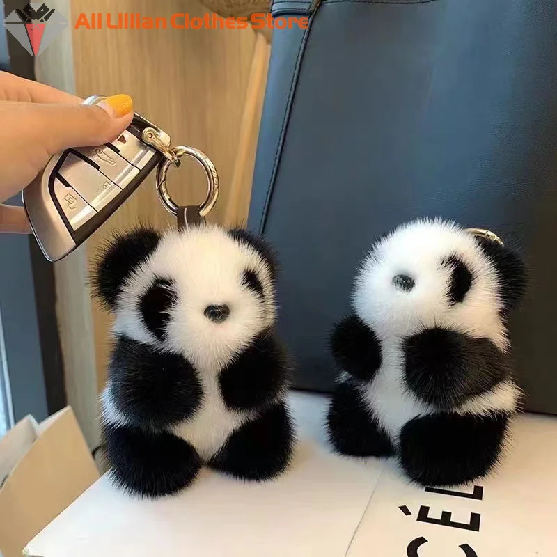 Penda plyšová bábika Keychain prsteň nadýchaná pompón drobný reťazec kúzlo roztomilý kľúče prsteň na tašku
