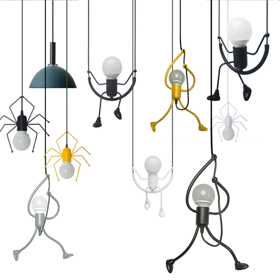 Pendant Lights Nordic Little Iron Mana zavesenie lampa retro podkrovie osvetlenie pre detskú izbu kuchyňa reštaurácia Kaviareň Kaviareň domov