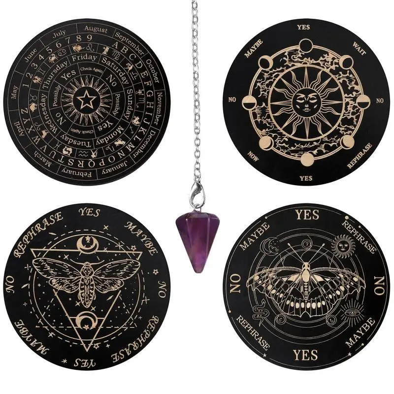 Pendulum Board Drevená veštenie čarodejníctva, ktorá hovorí, že hračky Ouija stolová hra čarodejnícke remeselnícke dodávky pre začiatočníkov