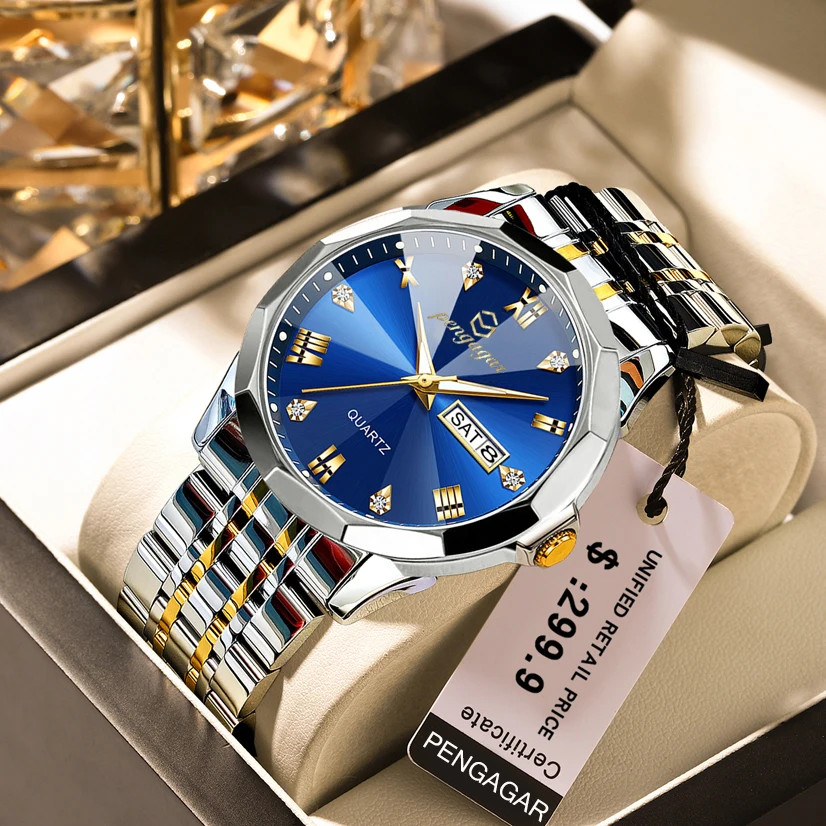 Pengagar Fashion Quartz Zápraky Nové diamantové pánske hodinky Top značky Luxusné automatické hodinky pre mužov