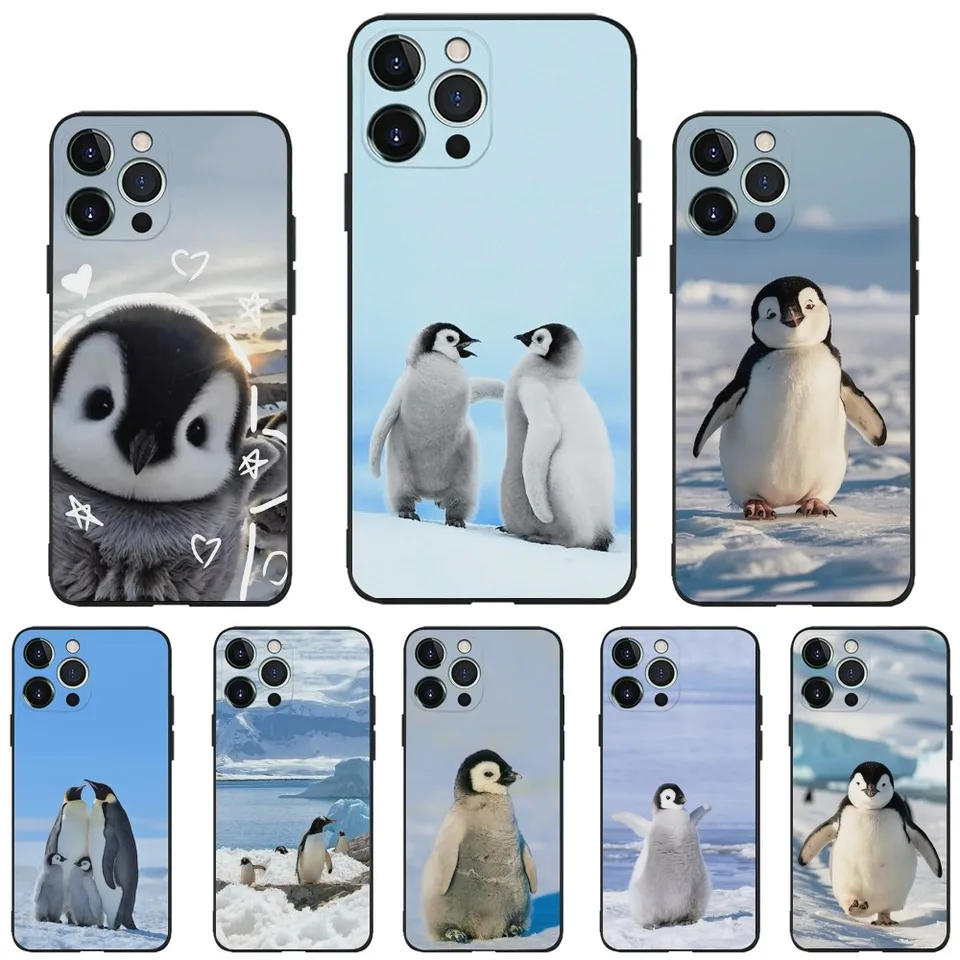 Penguin Animal Phone pre iPhone 16,15,14,13,12,11, Plus, Pro Max, XS, X, XR, SE, MINI, 8,7 Soft Silikone Black Cover