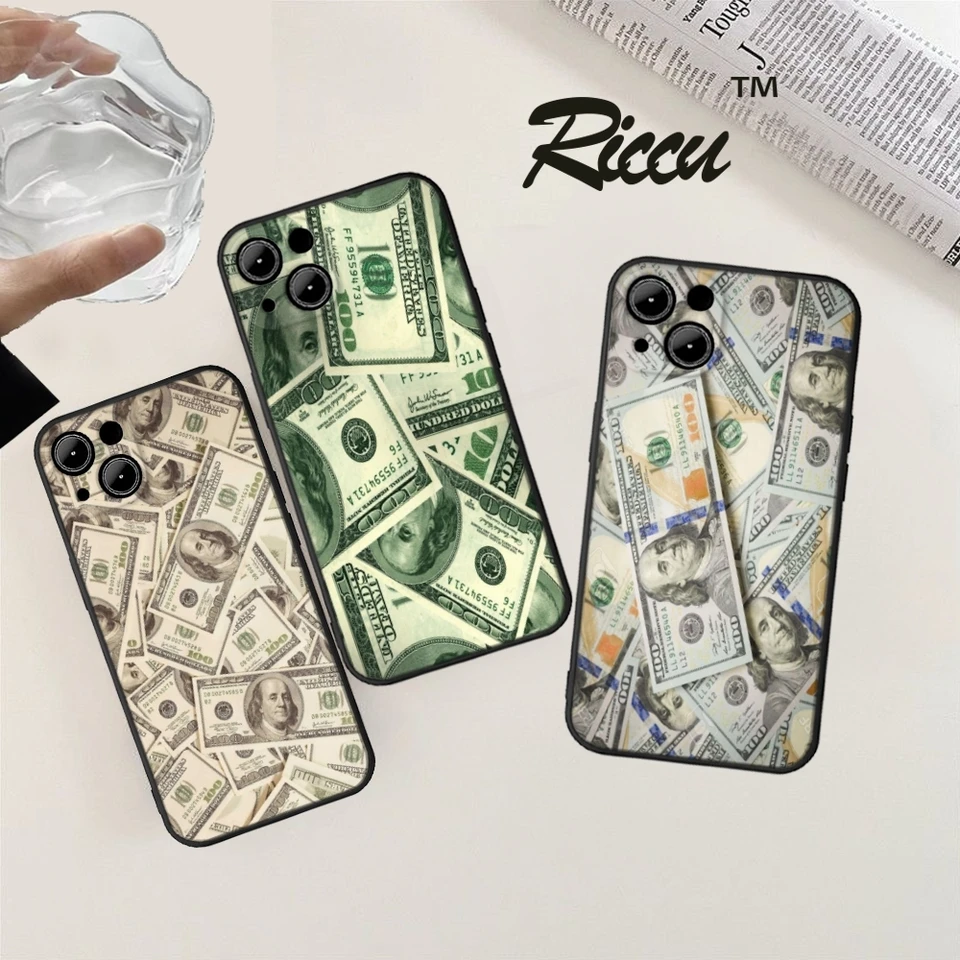 Peniaze 100 dolárov telefón pre iPhone 15 14 11 12 Pro 8 7 15 Plus 13 Pro Max XR XS Mini SE 2024 Čierne obaly