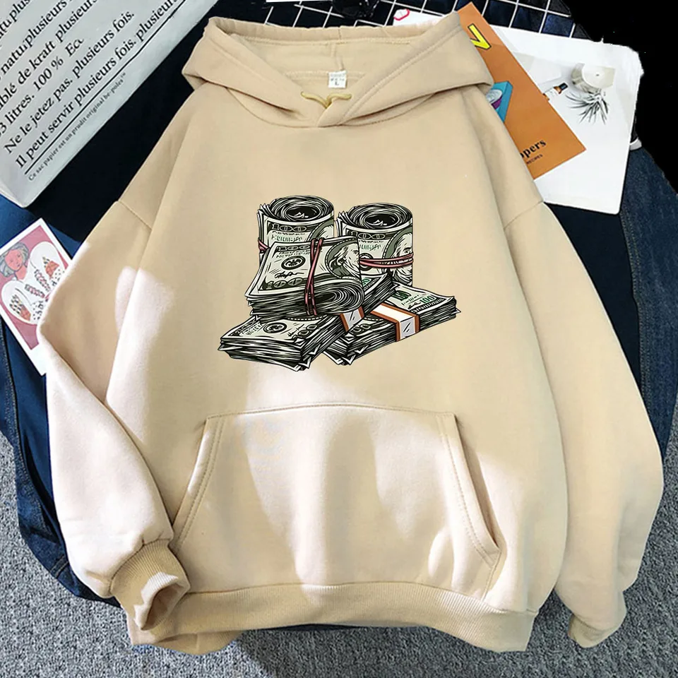 Peniaze hodia 100 stovky dolárových mikín Muži/dámske mikiny s dlhým rukávom Pullover O-Neck Streetwear Female Kpop oblečenie fleece top