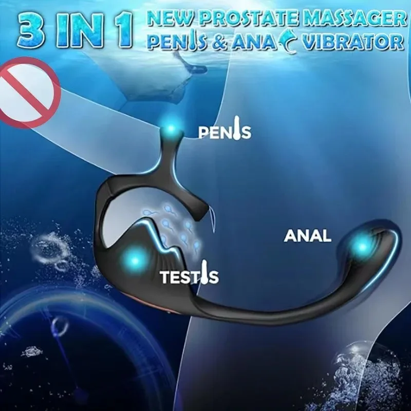 Penis Anal Vibrator Butt Plug Cock Ring Vibračujúci mužský masáž Masáž semenník perineum Stimultor sexuálne hračky pre mužov gay coulpe