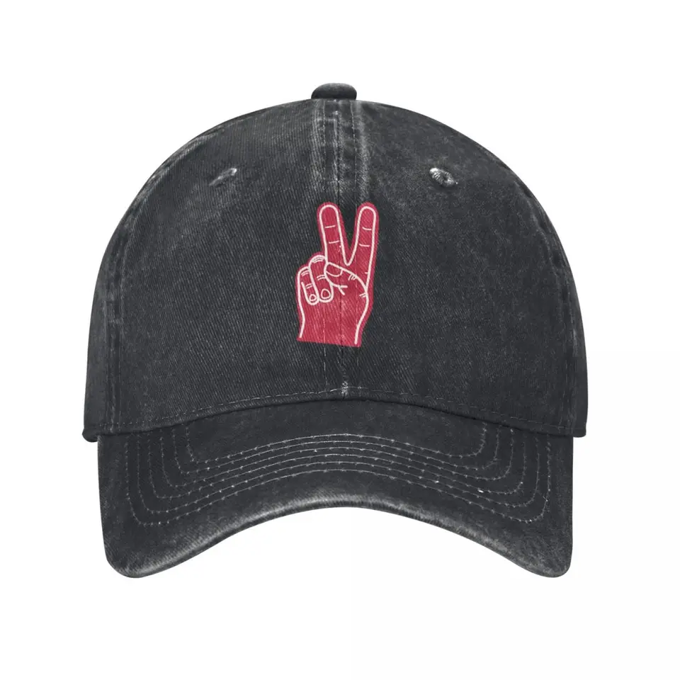 Penový prst mierový signál baseball čiapky Vintage džínsové umývané hlavy unisex v štýle vonkajšie klobúky