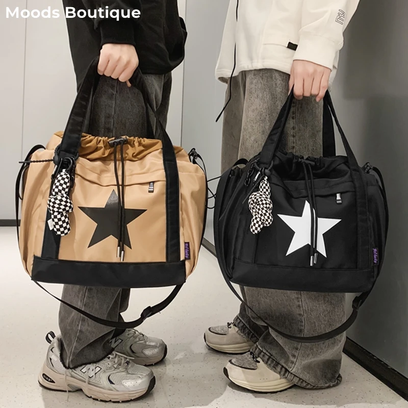 Pentagram výtlačky nylonové tkanina Crossbody Tašky pre ženy, ktorá nie je odolná v kapacite Unisex Veľká kapacita nakupujúci nakupujúci ramenné vrecko 2023