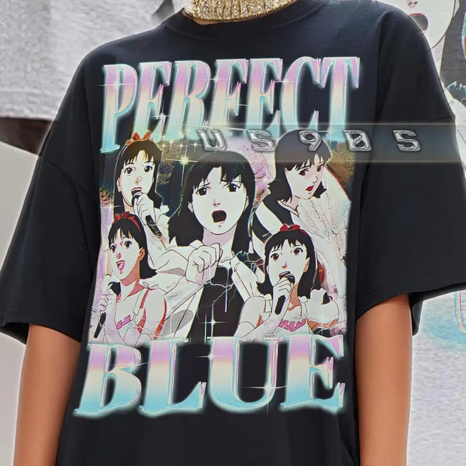 Perfektná modrá pocta košeľa perfektné modré retro košeľu perfektné modré tričko 90. rokov Perfect Blue Bootleg Tee Perfect Blue Fan Tee Tee