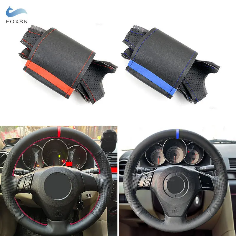 Perforované kožené ručné šitie volantu Cover Cover pre starú Mazda 3 Mazda 5 Mazda 6 Pentium B70 2004 2005 2006 2007 2008
