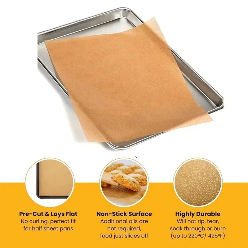 Pergamen papier potravinové plachty na pečenie, ktoré nie sú priľnavé olejové pergamenové pečenie papier vložka v vložke BBQ Pad voskový papier Air Fryer