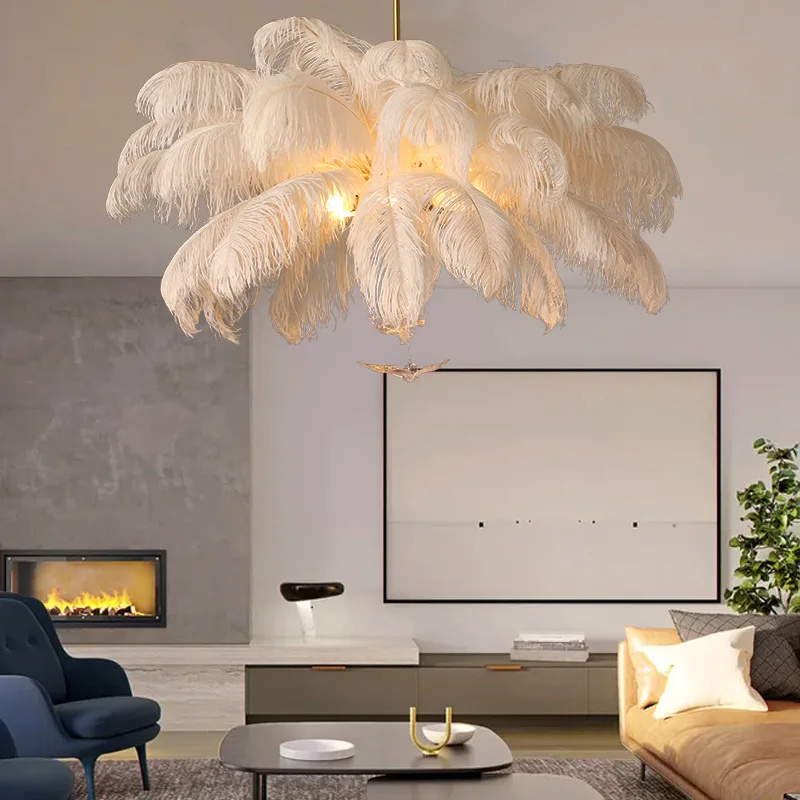 Perie svetlo závesná lampa farebné perie stropný luster LED LED obývacia izba spál