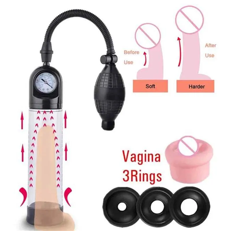 Peris Extender Pump Elping Trainer Muž Masturbator Vákuum väčšie rastové čerpadlo pre dospelých Produkt Sex Hray pre mužov masážna súprava