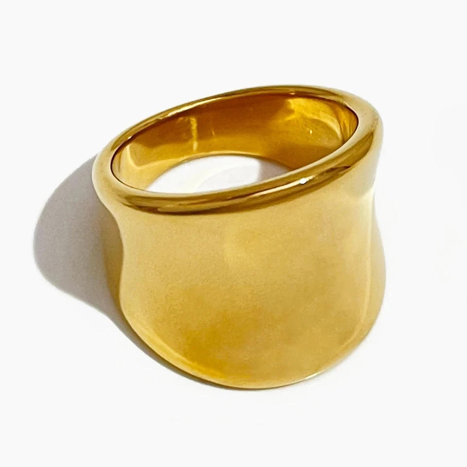 Peri'sbox Minimalizmus masívny zlatý goldkovaný chunky krúžky pre ženskú nehrdzavejúcu oceľ hladké veľké široké krúžky šperky Anillos majer