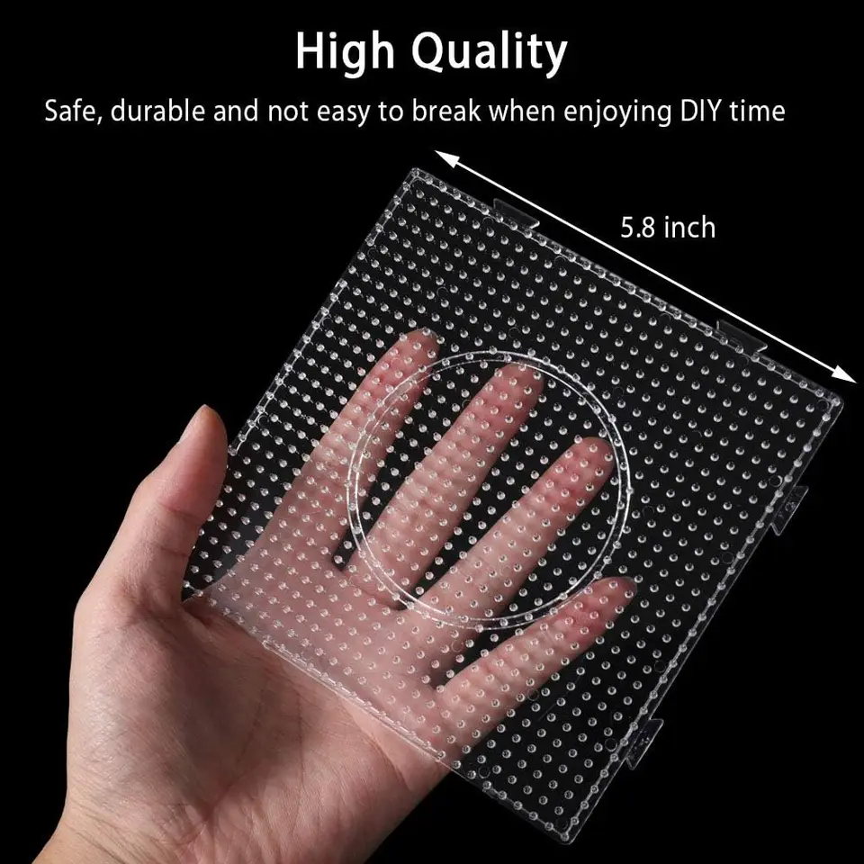 Perler hama korálky 6ks 5 mm veľké štvorcové číre plastové korálky Pegboards Puzzle korálky pinzety pre deti remeselnícke korálkové dosky