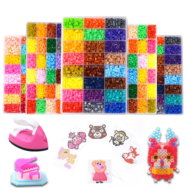 Perler korálky súprava 5 mm súprava Hama korálky kreatívne 3D puzzle Plná súprava so všetkými príslušenstvom žehliace ručne vyrábané korálky
