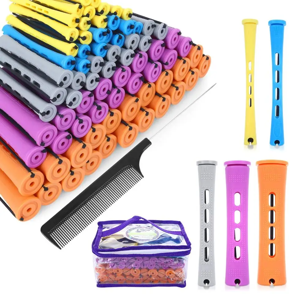 Perm prúty a 100 kusov 5 veľkostí Vlasové valčeky s vlasmi Cold Wave Rods Hair Curler pre ženy dlhé krátke vlasy