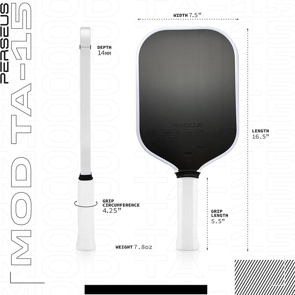 Perseus 14 mm mod TA-15 Pro Player Edition Gen 3 Pohon Eva Foam Foam Forling Core Pickleball Paddle usapa schválený