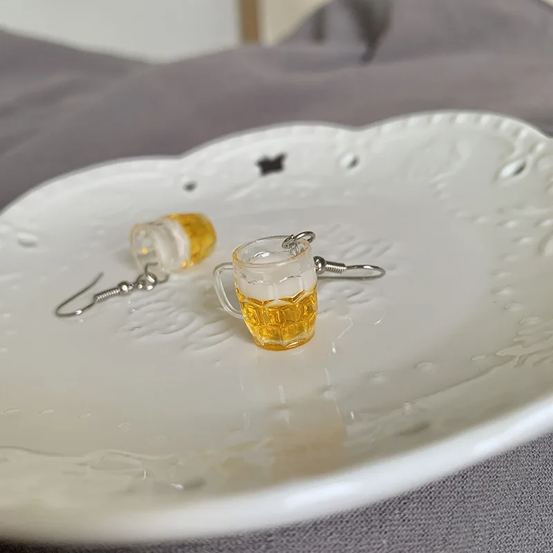 Personalizovaná simulácia Mini nové náušnice pre pivo pre ženy dievča kreatívne zábava Girl náušnice