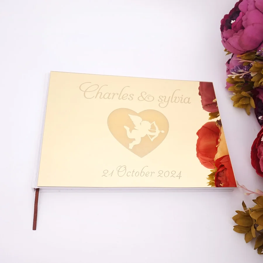 Personalizovaná svadobná kniha návštev Vlastné výročie Darčekový pár názov anjel Design for Party Dekorácie Znak v knihe