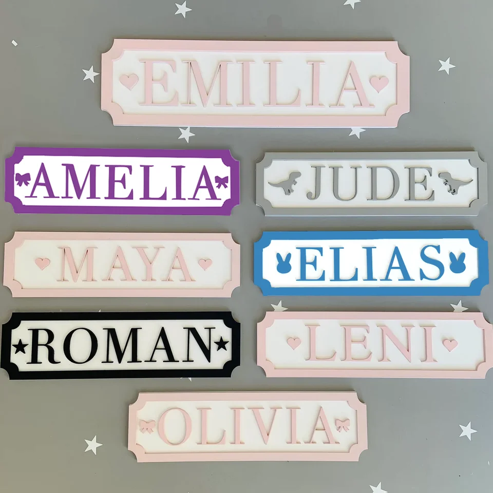 Personalizované detské dvere znamenie chlapec Názov Značka pre dvere Dievčatá Znak Známka drevená škôlka Decor Decor Laser Cut 3D spálňa Názov