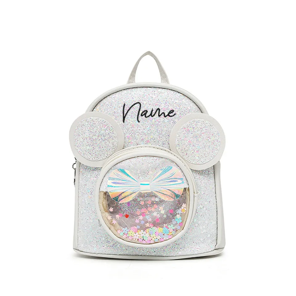 Personalizované meno Detské roztomilé lesklé batoh princezné Girls Cartoon Backpack vlastný detský módny materský materský batoh